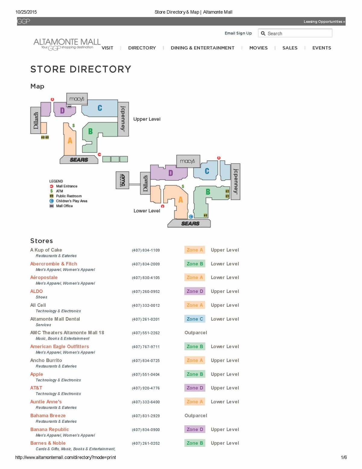 žemėlapis Altamonte mall " (prekybos centras