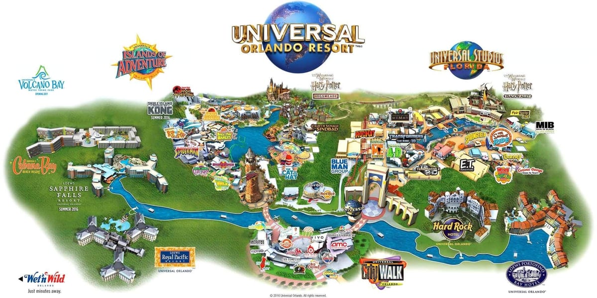 žemėlapis Universal Orlando