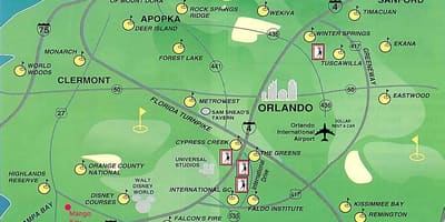 Žemėlapis Orlando golfo kursai